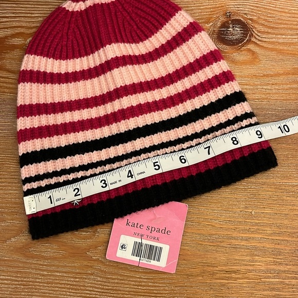 KATE SPADE NEW YORK NWT Pink Striped Beanie - OS - Picture 7 of 9